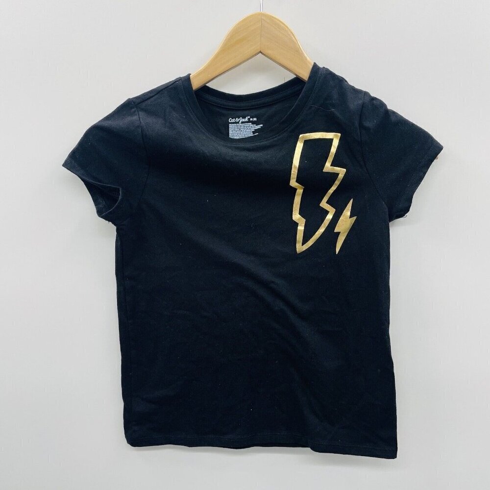 Cat & Jack Youth Girls Medium 8 Short Sleeve Lightning Bolt Graphic Tee 2534 - Picture 1 of 5